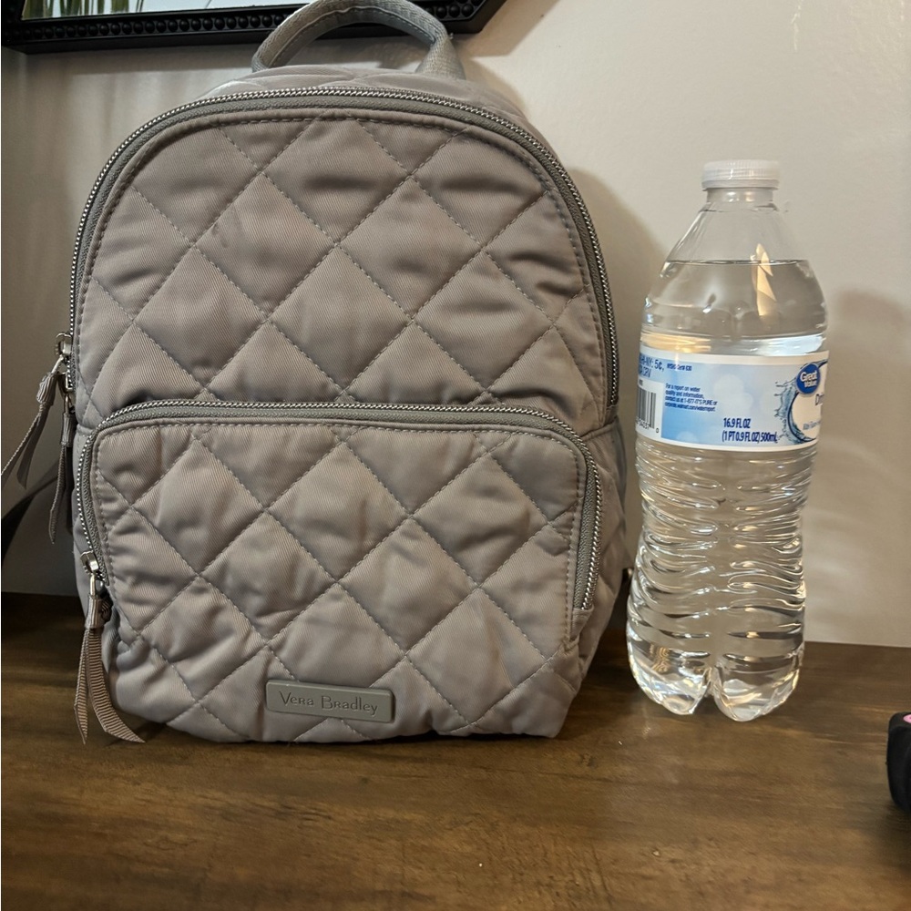 Vera Bradley iconic mini Backpack purse in tranquil grey
